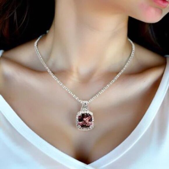 Diamond Rubellite Tourmaline Necklace 5.47 CT 18k Gold Certified $5,590 921150 - Picture 12 of 17